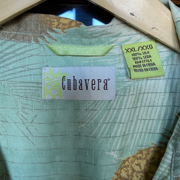 CUBAVERA 100% Silk Hawaiian Shirt Predominantly Green Tones Size XXL - Picture 2 of 10